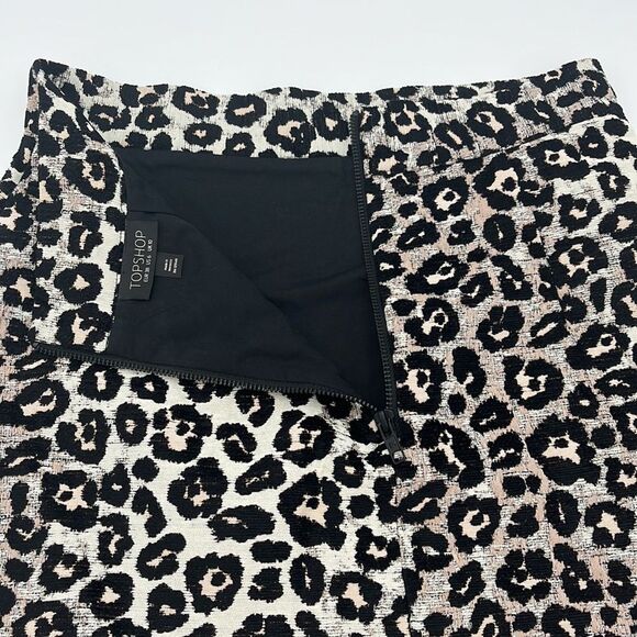 TOPSHOP Cheetah Print Jacquard Skirt - Size 6 - Picture 4 of 11